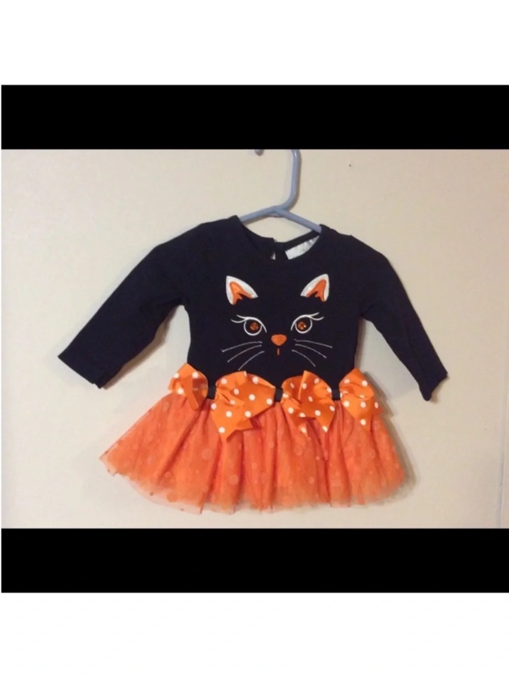 RARE EDITIONS Cute Black And Orange Appliqué Cat HALLOWEEN Tutu Costume Dress